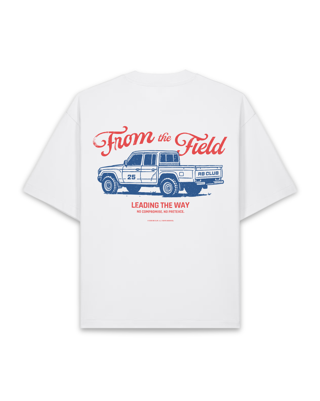 RB Club Trucker rugby graphic tee in white, heavyweight cotton