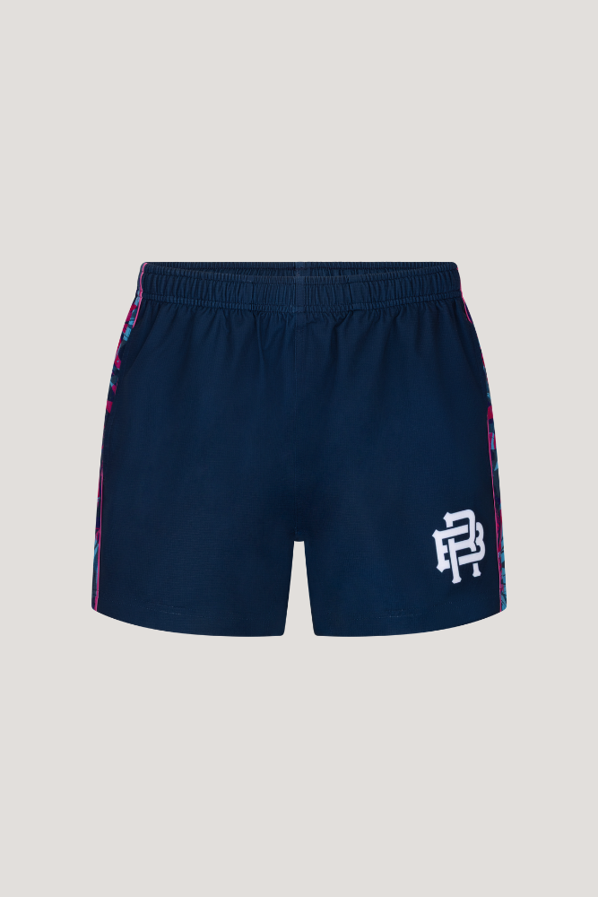 BOOZY BLUE RUGBY SHORTS - BLUE & ORANGE