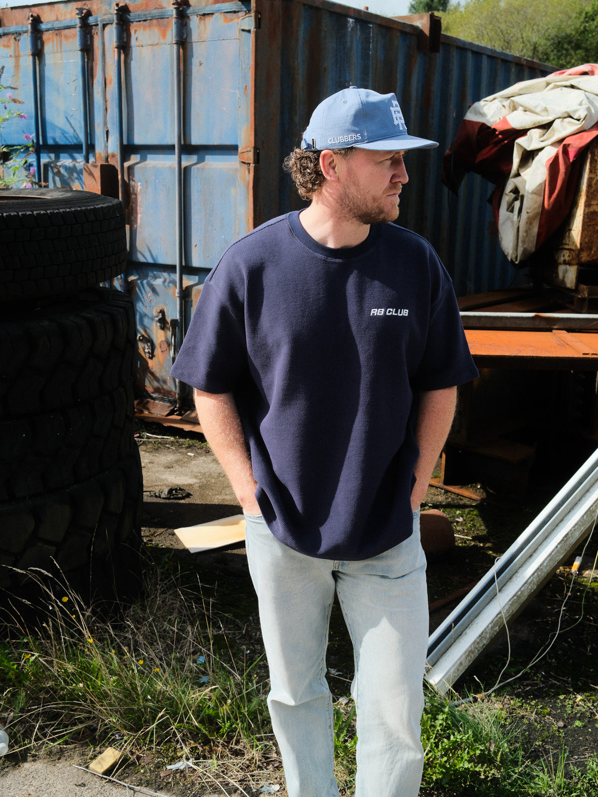 WAFFLE TEE - NAVY