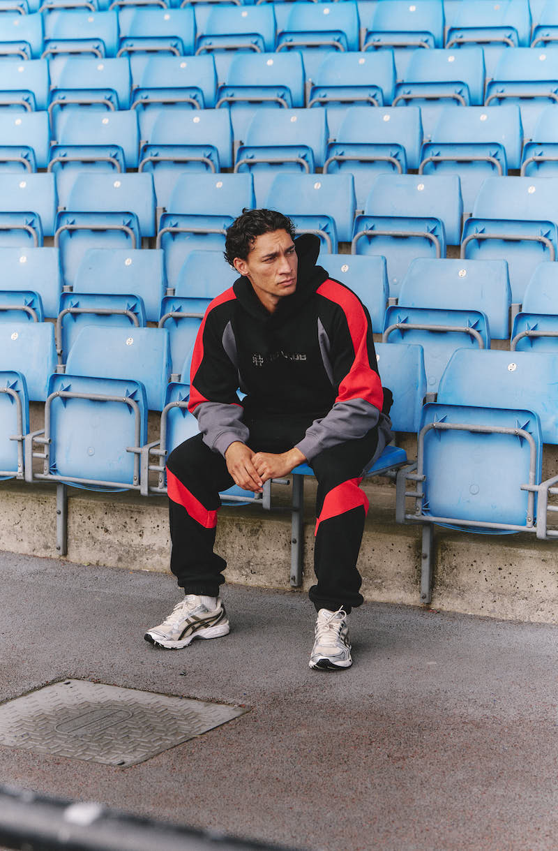 CLUBRA CUFFED SWEATPANTS - BLACK & RED