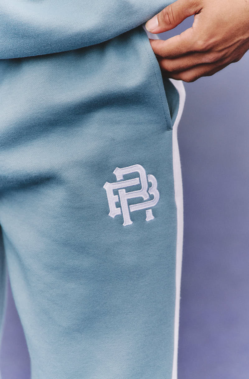 MAVEN STRAIGHT LEG SWEATPANTS - TEAL & WHITE