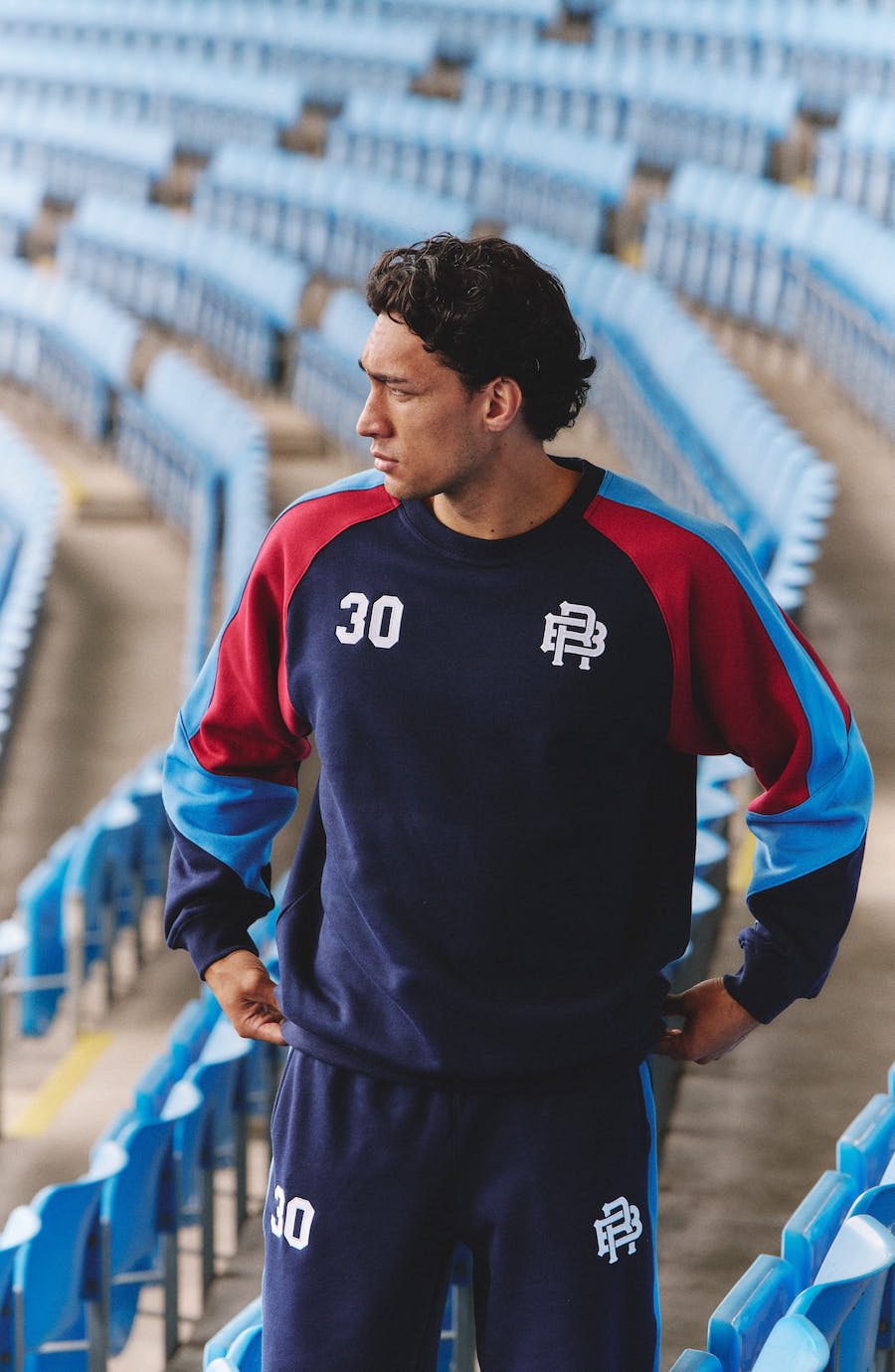 MAVEN STRAIGHT LEG SWEATPANTS - NAVY & MAROON