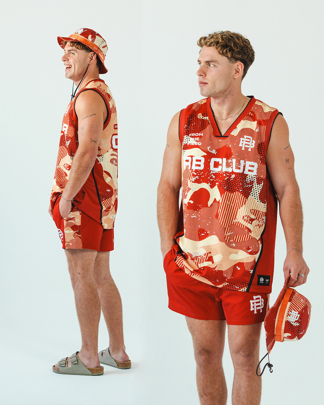SAINTS SUMMER RUGBY SHORTS - RED & BEIGE